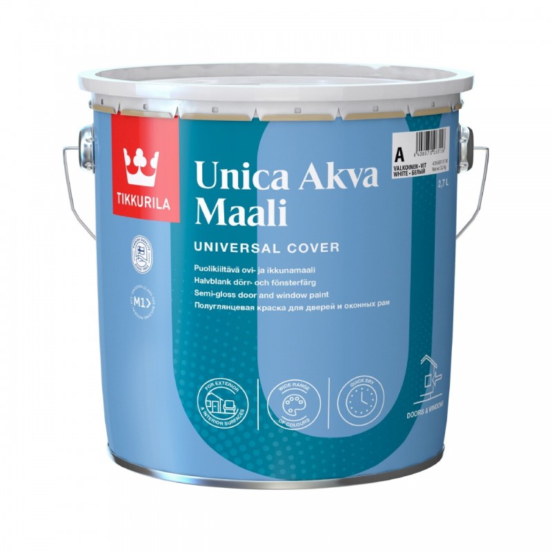 Краска для окон и дверей UNICA AKVA п/гл 0.225 л.