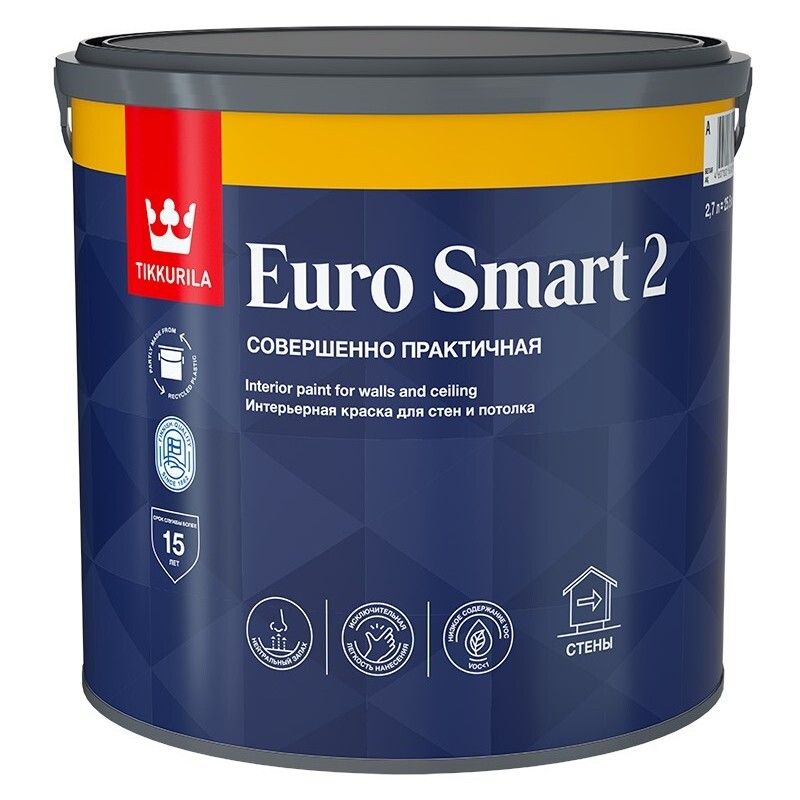 Краска интерьерная EURO SMART 2 гл/мат 0.9 л.